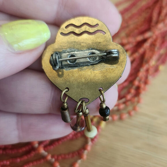 Cute Artison Retro Funky Brooch With Dangling Beads and Charms - Picture 3 of 5